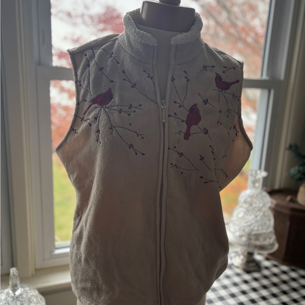Croft & Barrow Beige Vest with Cardinal Embroidery